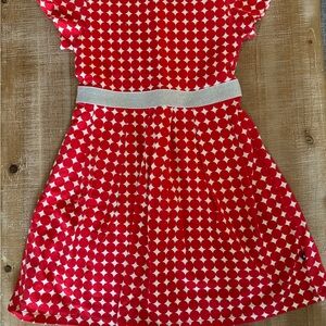 Toobydoo Red and White Geometric Kids Dress